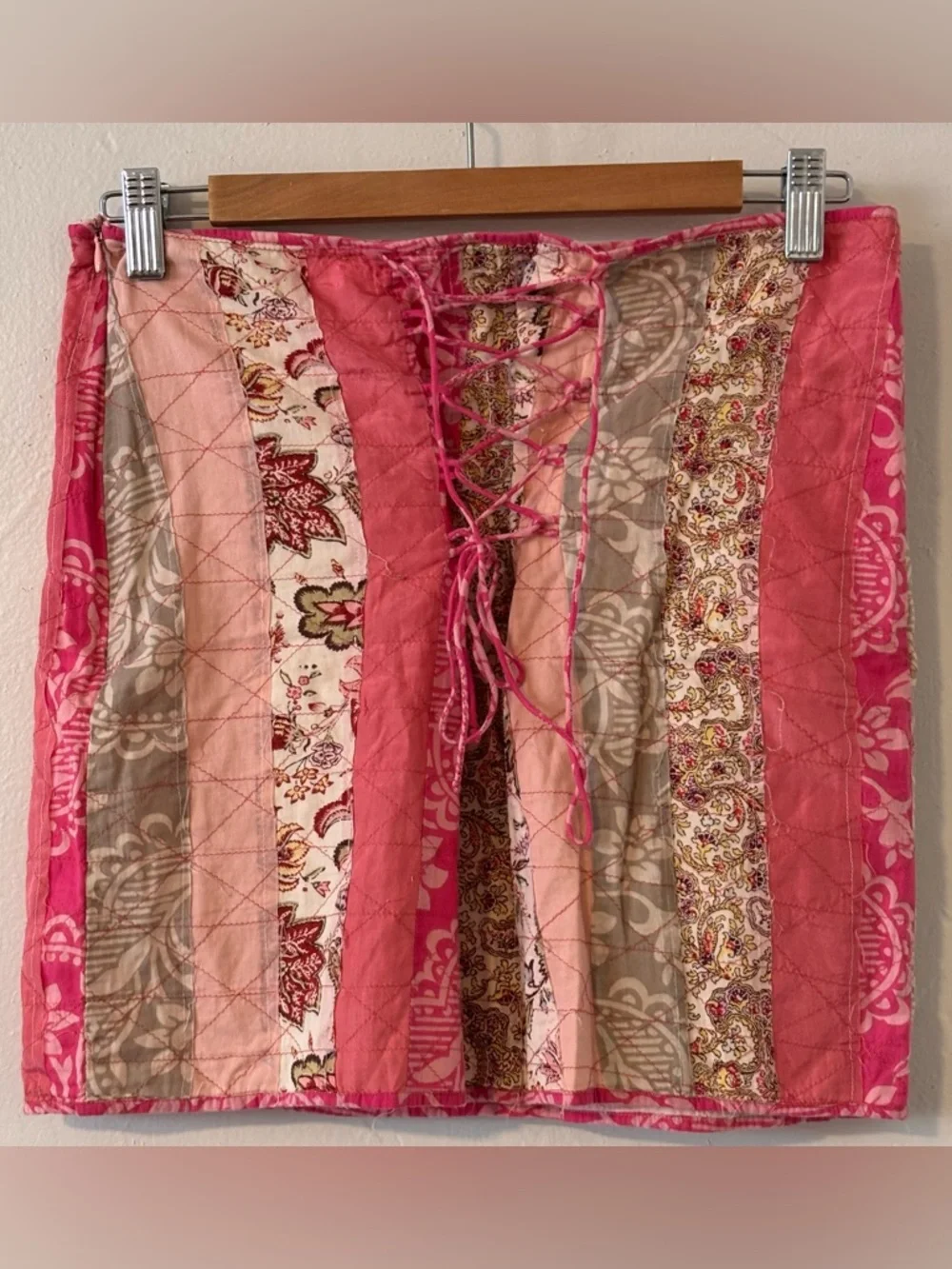 🌸 Les Petites Collection Patchwork Pink Multicolor Mini Skirt Size 38 (Size 6)